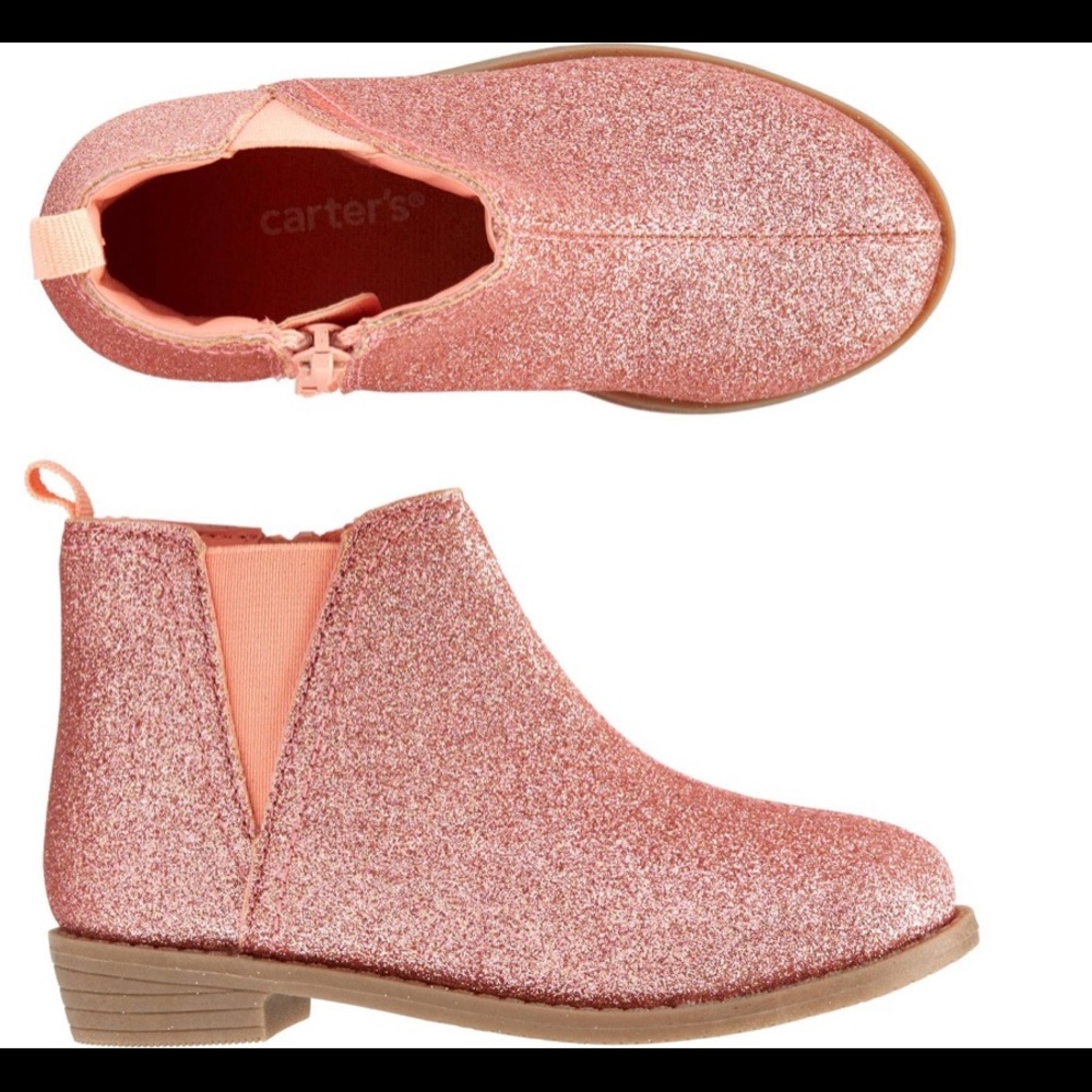 NWT!🎁 Carter’s Rose gold glitter booties